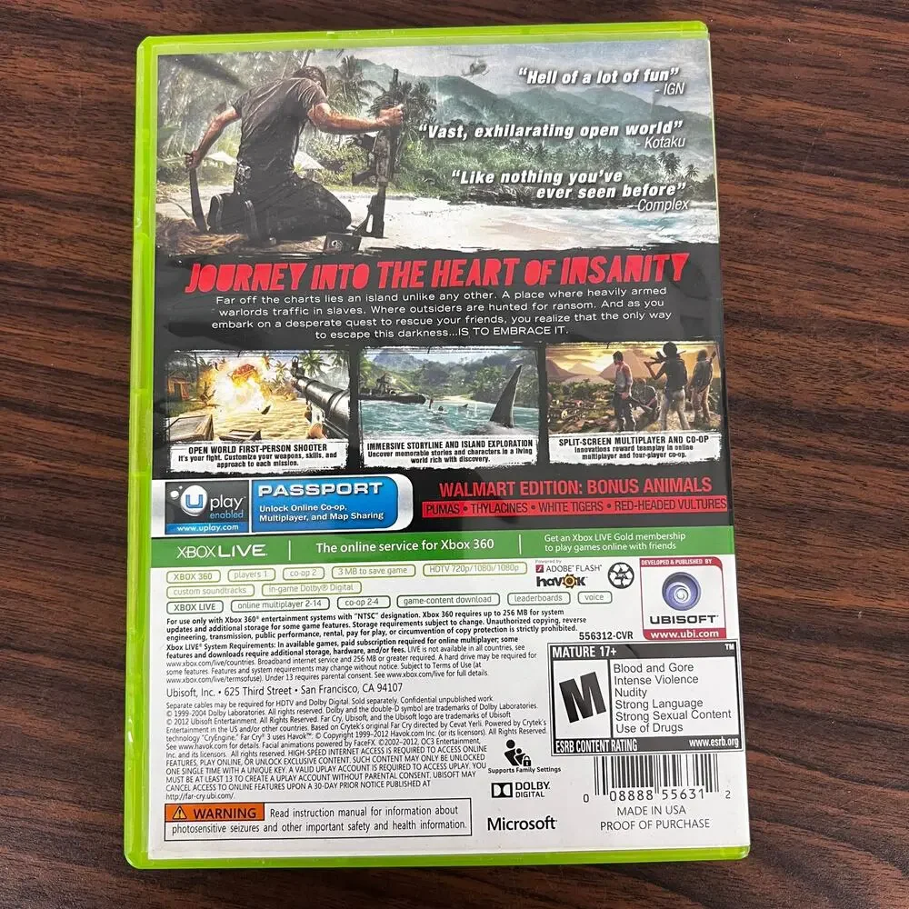Xbox 360 Far Cry 3 Walmart Edition NTSC CIB Complete In Box Video Game